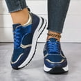 thumbnail image 2 of Rokment Womens Metallic Silver Platform Wedge Fashion Sneakers Walking Shoes Trendy Glitter Casual Leather Chunky Running Tennis Non Slip Work Shoes Blue Size 8, 2 of 7