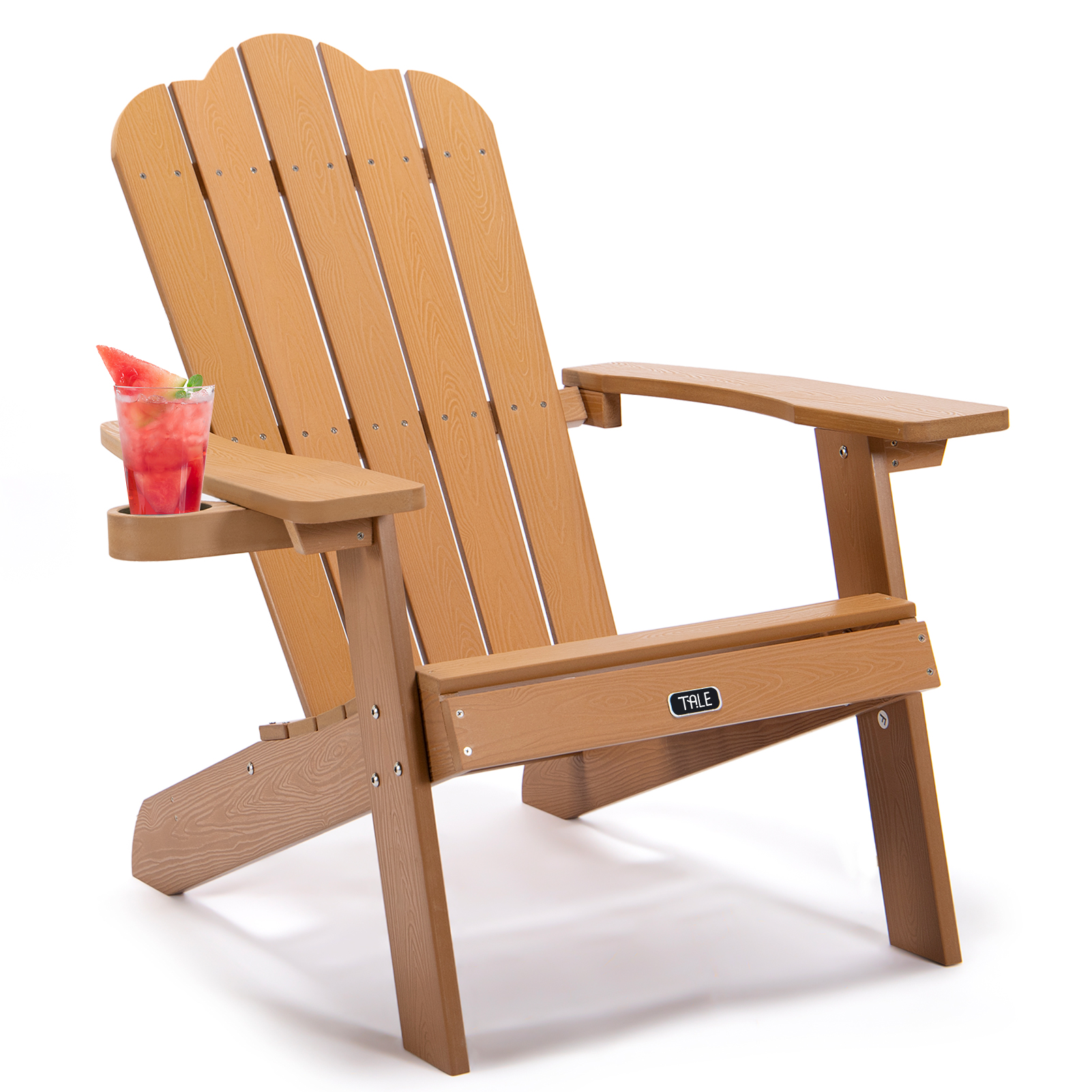 CoSoTower Adirondack Chair Backyard Outdoor Furniture Painted Seating with Cup Holder All-Weather and Fade-Resistant Plastic Wood for Lawn Patio Deck Garden Porch Lawn Furniture Chairs Brown - image 1 of 7
