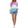 thumbnail image 3 of Xuanfei Women Casual Long Sleeve Round Neck Colorblock Sweatshirts, 3 of 7