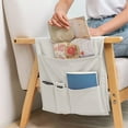 thumbnail image 5 of Sofa Armrest Storage Bag Organizer, 1-pack Canvas Side Pocket in White Gray Blue, Hanging Storage for Remote Phone Books Magazines, Space Saving Organizer for Living Room Bedside Office Dorm, 5 of 7