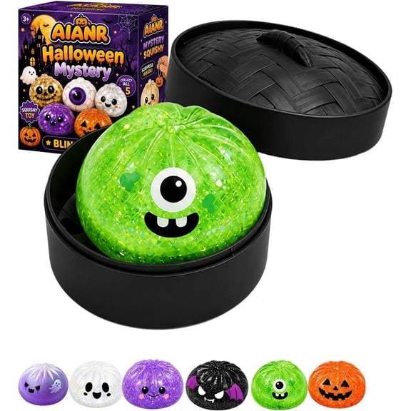 Halloween Dumpling Squeeze Squishy with Steamer, 3.94in Cute Spooky Ghost Dumpling Slow Rising Squishies, Soft Halloween Novelty Gift for Party Favors, Goodie Bags, Holiday Decor(#B-5)
