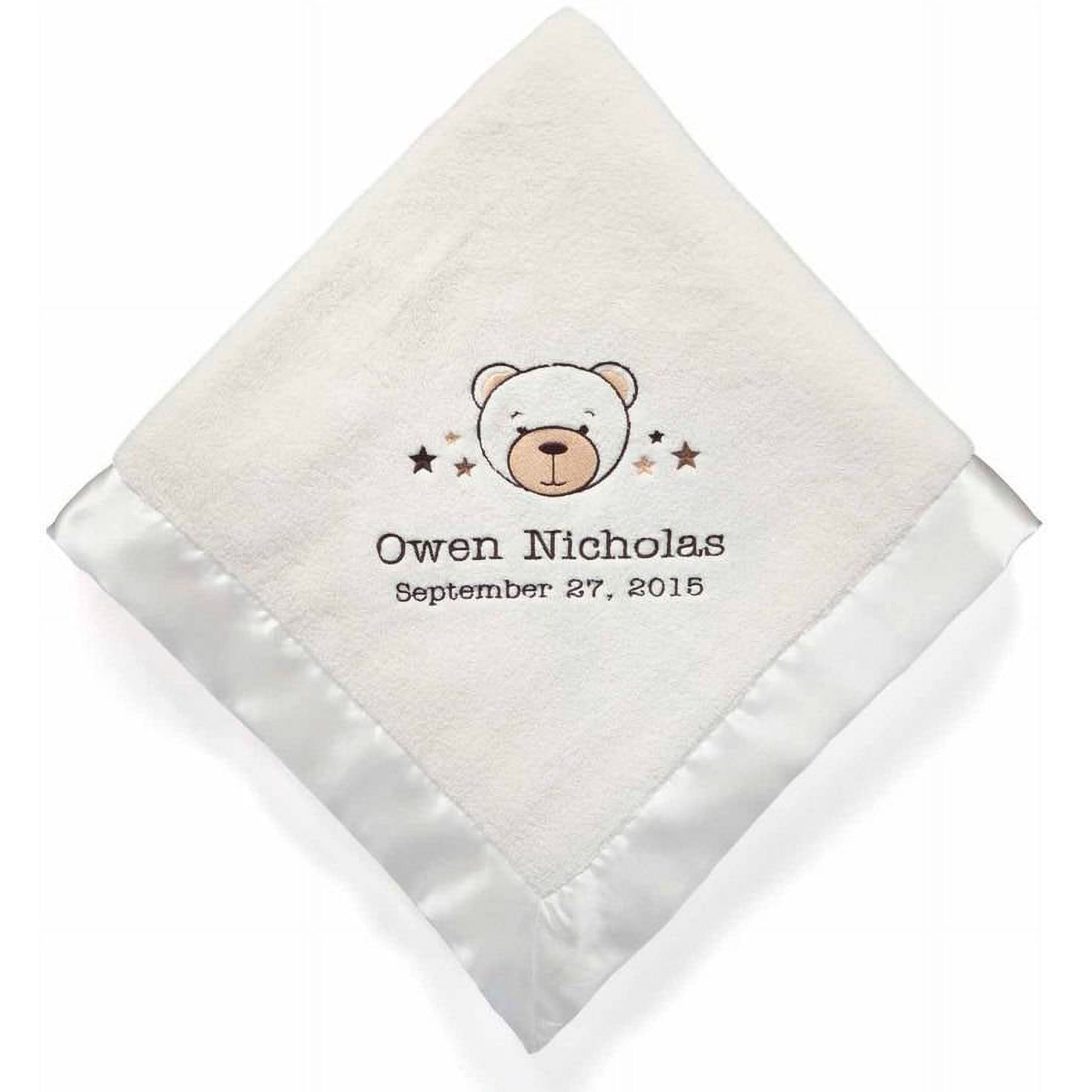 Personalized Sweet Bear Cream Baby Blanket