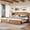 Natural, variant on King Size Solid Wood Platform Bed with Curved Headboard, Natural Finish Traditional Frame with Slat Support for Bedroom, No Box Spring Needed, Easy Assembly, Brown