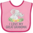 thumbnail image 3 of Inktastic I Love My Great Grandma Cute Elephants and Spring Flowers Boys or Girls Baby Bib, 3 of 4