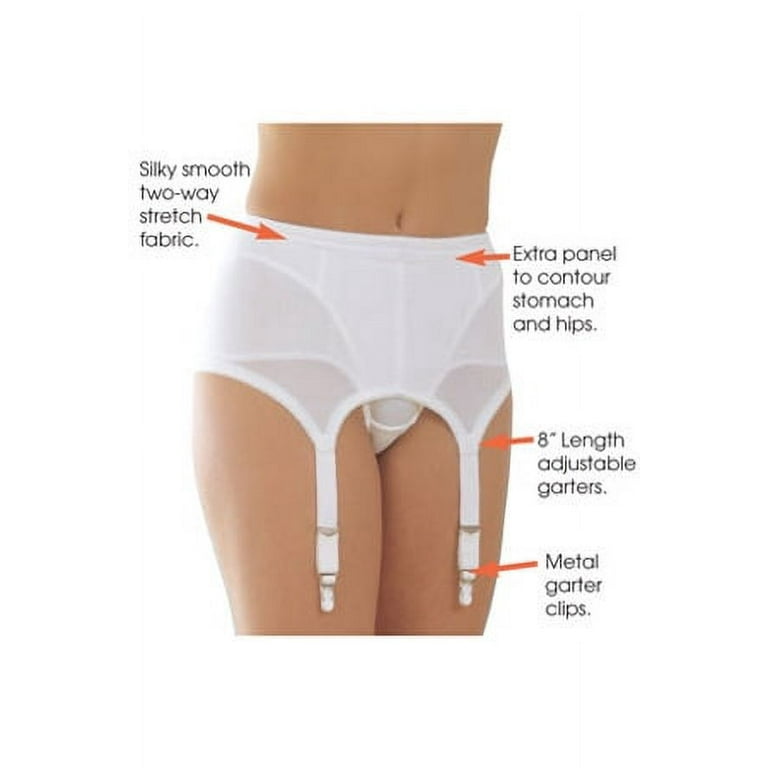 Womens White Nylon/Spandex Shapewear Garter Belt Medium Shaping
