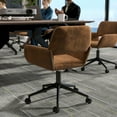 thumbnail image 2 of Homy Casa Ergonomic Task Chair, Faux Suede Office Chair with Adjustable Height, Swivel, and Movable Armrests, Brown, 2 of 11