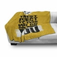 thumbnail image 3 of Fitness Soft Flannel Fleece Throw Blanket, Best Project is You Phrase with Weightlifter Fit Body Concept, Cozy Plush for Indoor and Outdoor Use, 60" x 80", Marigold Dark Blue White, by Ambesonne, 3 of 6