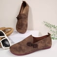 thumbnail image 6 of KEGIRLOM Women Casual Versatile Eye-Catching Lightweight Shallow Mouth Large Size Flat Bottomed Round Toe Soft Leather Low Top Loafers Brown Size 9.5, 6 of 8