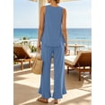 thumbnail image 2 of Anygrew Women's 2 Piece Lounge Sets Sleeveless Ruffle Hem Top and Wide Leg Pants with Pockets Casual Sweatsuit Outfits, 2 of 7