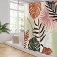 thumbnail image 1 of Boho Abstract Shower Curtain, Terracotta Green Beige Mid Century Abstract Tropical Leaf Geometric Bohemian Bathroom Curtain Waterproof Fabric Machine Washable with 12 Hooks, 1 of 5