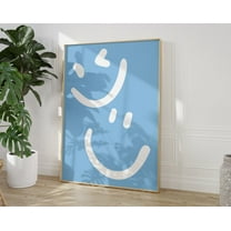 Blue Smiley Face Poster, Light Blue Preppy Fun Smileys Wall Art, Preppy Pink College Decor, Indie Room Decor, Room Decor For Teens Wall Art, Modern Wall Decor, 8x12 UNFRAMED