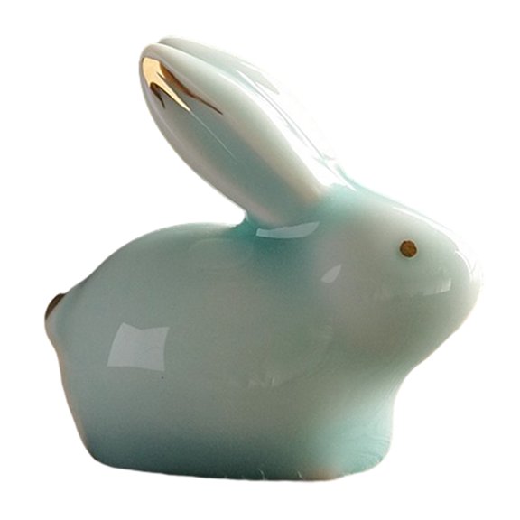 MXTPOV Cute Bunny Easter Decorations, Ceramic Rabbit Figurines Ornaments for Desk Decor, Easter Gifts for Kids, Spring Decor for Party Home Decor