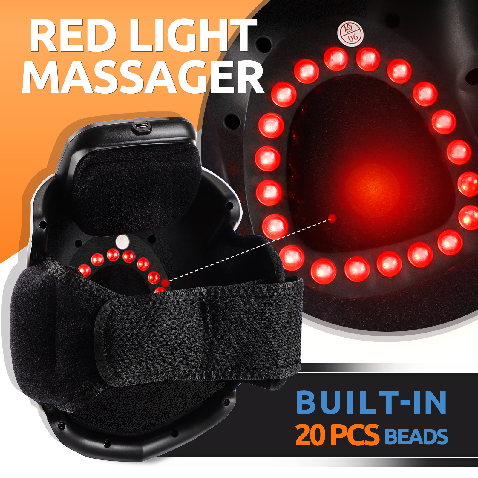 Cordless Knee Massager with Heat,Electric Heated Knee Brace,Red Light Heating pad Massager with Air Pressure and Vibration for Women Men