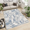 thumbnail image 2 of Farmhouse Style Area Rugs, White Blue Plant Flowers Leaves Pattern Large Carpet, Modern Indoor Foldable Non Slip Rug for Living Room Bedroom Playroom Decor 5ft x 6ft, 2 of 6