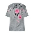 thumbnail image 4 of YYUIJK Womens Floral Printed T Shirts Short Sleeve Tops Dressy Casual Blouses Spring Summer Outfits White S, 4 of 5
