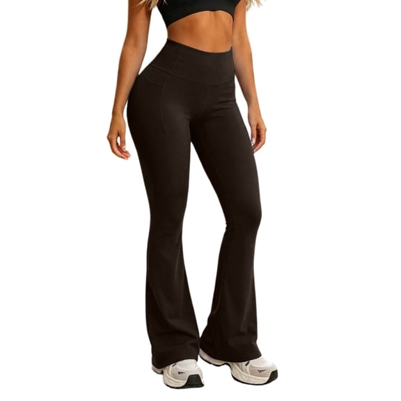 cocolona Womens Casual Drying Flare Leggings Elastic Waist Wide Leg Butt Lifting Yoga Pants with Pockets