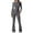 Gray, variant on Kaemgyyd Jumpsuits for Women Bell Bottoms Flare Yoga Workout Rompers Long Sleeve Wide Leg Bodysuit Solid Bodycon Playsuit