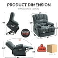 thumbnail image 2 of Newest 23" Seat Width , High Back Large Size Blue Grey Chenille Power Lift Recliner Chair with 8-Point Vibration Massage , Lumbar Heating, 2 of 8