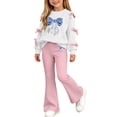 thumbnail image 5 of Iyufng Fall 2 Piece Sets for Girls, Bow Decor Top with Slightly Flared Pant Set, Girls Printed Tracksuits, Ages 5–15 Multiple Colors, 5 of 8