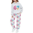 thumbnail image 4 of MEZZALL Girls 6 7 Printed Long Sleeve Hoodie Sweatshirt Tops And Jogger Pants Cute Casual Two Piece Outfit Toddlers Kids Soft Tracksuit Classic Children Fashion Clothes Sets, 4 of 5