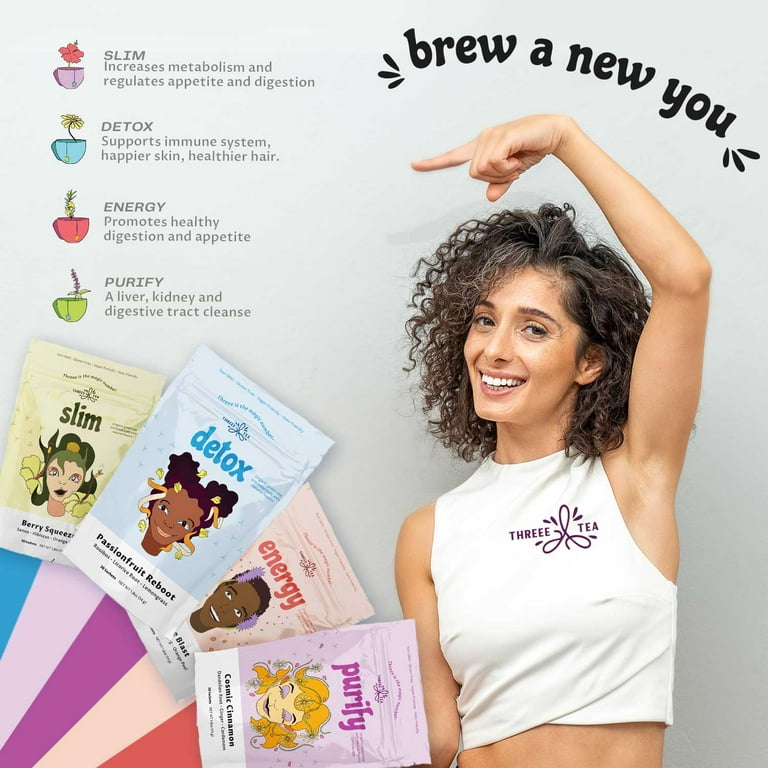 THREEE Purify Herbal Detox Tea, Digestion Cleanse, Anti
