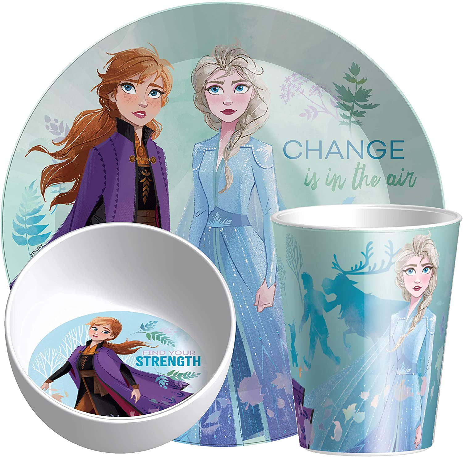 4 Plates~4 Bowls~4 cups Details about   New DISNEY FROZEN II Mealtime 12pc Set Elsa and Anna 