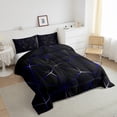thumbnail image 1 of YST Geometric Comforter Set, Geometry Irregular Diamond Bedding Set For Kids Teens Adult Women, Lightweight Microfiber Quilt All Season - 1 Comforter, 1 Pillow Case(Black Purple Blue, Twin), 1 of 5