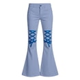 thumbnail image 4 of Glisme Little Girls Trousers Colorblock Zip Front With Pockets Autumn Cozy Girls Flare Leg Pants, 4 of 4