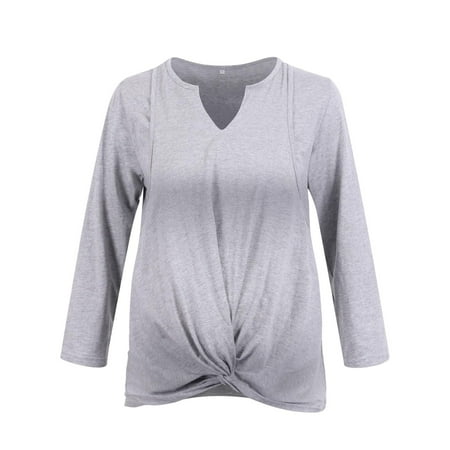 

gakvov Maternity Shirt For Women Long Sleeve Crew Neck Color Block Breastfeeding Nursing Tops Pregnancy Pullover Shirt