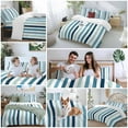 thumbnail image 5 of Teal Blue Gradient Stripes Duvet Cover Set Queen Size, Minimalist Abstract Vertical Striped 4 Piece Soft Microfiber Bedding Set with 1 Duvet Cover, 1 Flat Sheet, 2 Pillowcases, 5 of 9