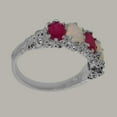 thumbnail image 4 of LBG British Made 18k White Gold Natural Ruby & Opal Womens Eternity Ring - 33 size options - Size 10.25, 4 of 8