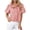 Pink, variant on Women's Tops Striped Puff Short Sleeve Collared Neck Ruffle Trim Casual Loose Fit Summer Cute Blouse Top
