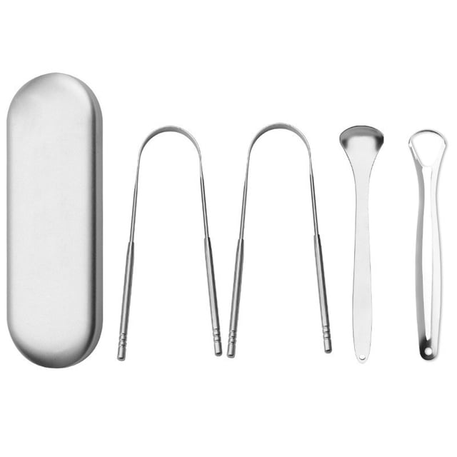 Juego de raspador de lengua, cepillo limpiador de lengua de acero inoxidable, cuidado fresco del aliento, raspado de lengua de doble cara disponible