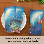 BZSMCE Satin Native Fab Cotton Dinner Napkin Lights Of Fairy Reusable