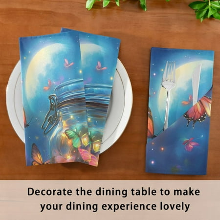 BZSMCE Satin Native Fab Cotton Dinner Napkin Lights Of Fairy Reusable