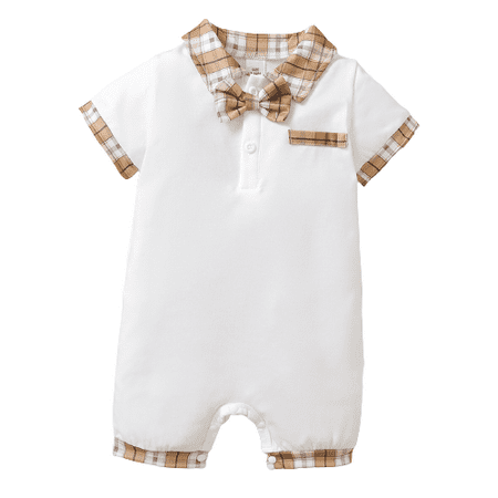 

Kucnuzki Baby Boy Summer Clothes 18 Months Baby Boys Casual Bodysuits 24 Months Short Sleeve Contrast Plaid Prints Causal Cozy Sweatshirt Bodysuits White