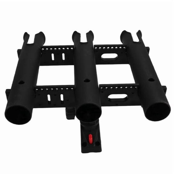 Boat Deck Triple Rod Holder with Mount Bracket, Black Plastic Fishing Pole Holder