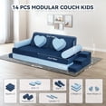thumbnail image 7 of 14pcs Modular Kids Play Couch, Child Sectional Sofa, Fortplay Bedroom and Playroom Furniture for Toddlers, Convertible Foam and Floor Cushion for Boys and Girls, Blue, 7 of 7