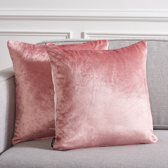 SAFAVIEH Jovanni Solid Pillow, 22" x 22", Pink, Set of 2