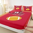 thumbnail image 3 of Feelyou American Sports Lover Full Size Sheets, Est Sleep Football Bed Sheets, Red Gold Abstract Line Sheet Sets, Super Cozy Room Decor, 4 Pieces, 3 of 7