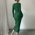 thumbnail image 3 of Roncen Women's Solid Knit Dress - Bodycon Fit Stretchy Pencil Dress with Casual Chic Style, Flattering Silhouette for Daily Wear Office Outfits, 3 of 7