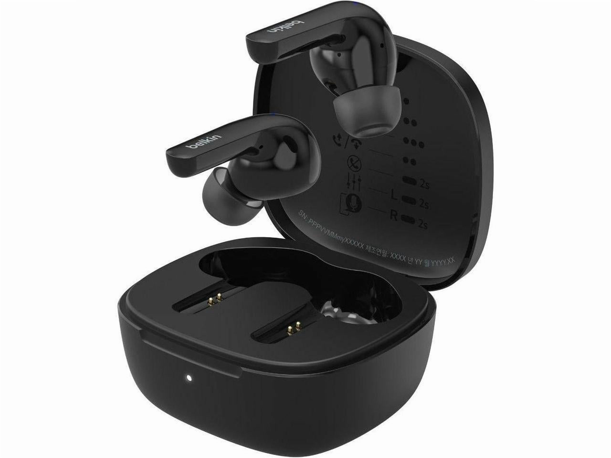 Belkin SoundForm Motion True Wireless Earbuds - Mono, Stereo - True Wireless - Bluetooth - 32.8 ft - Earbud - Binaural - In-ear - Noise Canceling - Black
