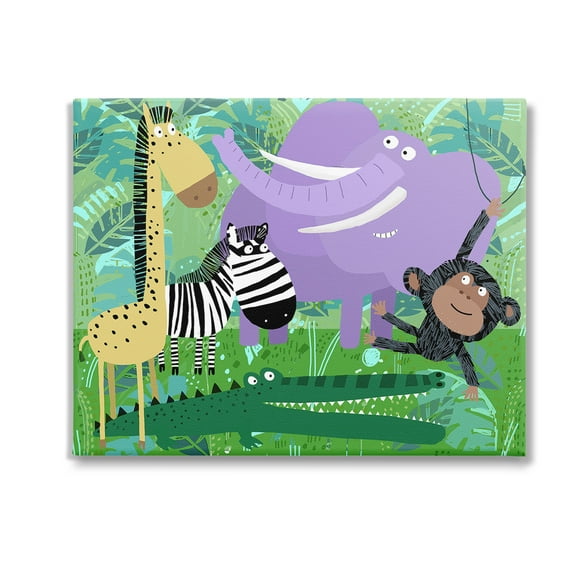 Stupell Industries Jungle Wildlife Animals Animals & Insects Painting Gallery Wrapped Canvas Art Print Wall Art, 20 x 16