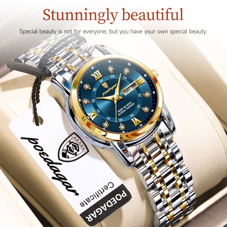 Women\'s Two Tone Band/Blue Dial Stainless Steel Luxury Quartz Analog Wrist Watch Citizen Women main image 3