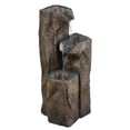 thumbnail image 4 of LuxenHome Gray and Brown Resin Three Column Rock Outdoor Fountain with LED Light, 4 of 11