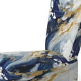 thumbnail image 4 of Designart "Strokes in Dark Blue and Gold XXIII" Blue Fractals Upholstered Accent Chair - Modern Arm Chair For Bedroom, 4 of 5