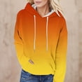 thumbnail image 2 of NinXxx Women's Lace Up Gradient Print Long Sleeve Loose Hoodie with Pockets Orange S, 2 of 5