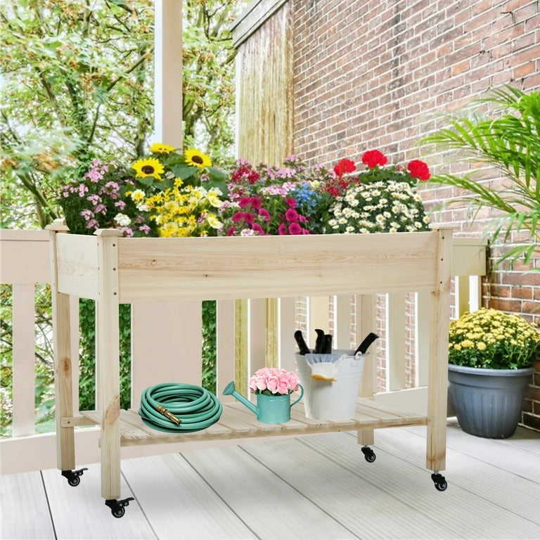 NiamVelo Raised Garden Bed, Elevated Wood Planter Box with NiamVelo Raised Garden Bed, Elevated Wood Planter Box with