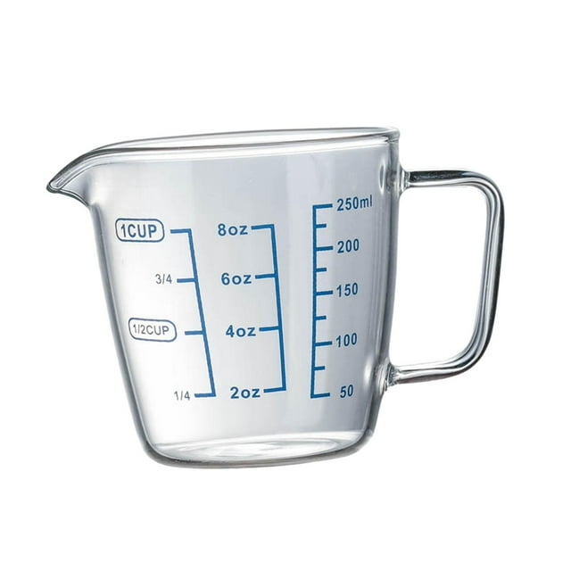 Glass Measuring Mug Microwave Scale Marking Cup Heat Resistant with Handle Measuring Tools Milk Jug for Baking Home Cooking Bar Gadgets 10x8.5x6cm