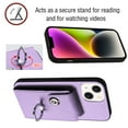 thumbnail image 2 of Wallet Case Compatible for iPhone 13 Mini with Card Holder, Rotation Finger Ring Kickstand Card Slots Case, Classic PU Leather Shockproof Magnetic Button Cover for iPhone 13 Mini, Purple, 2 of 6
